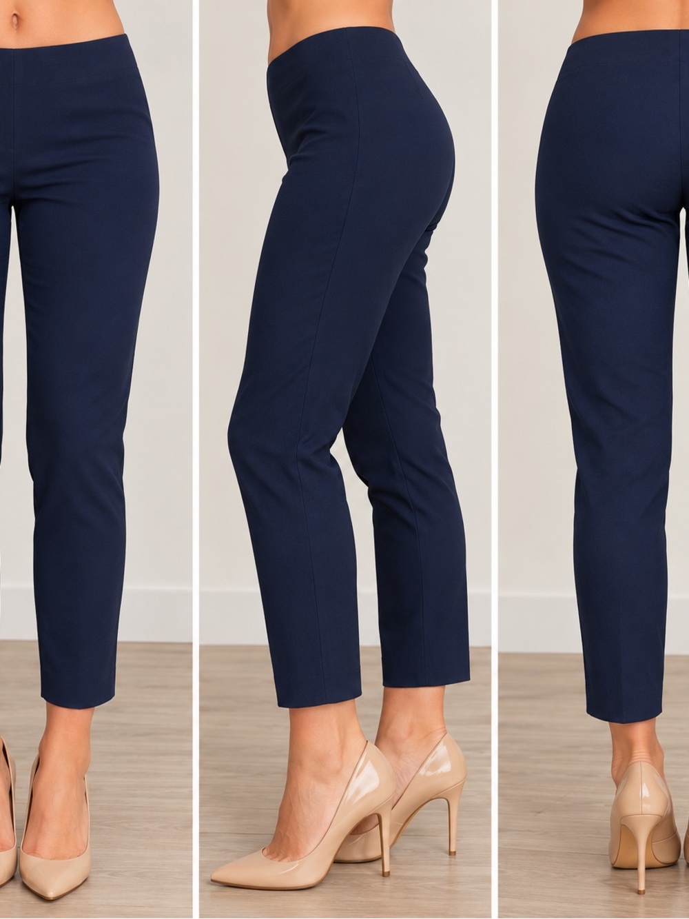 MICHAEL Michael Kors Navy Stretch-Viscose Cropped Pants – Size L NWOT